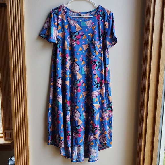 LuLaRoe 80s Geometric Print Midi Dress Size Medium - Picture 6 of 15